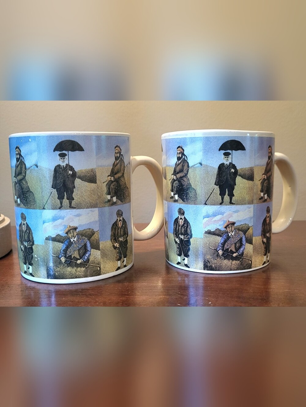 Set of 2 California Pottery Pursuit of Leisure by Guy Buffet Mug Golf Highlands